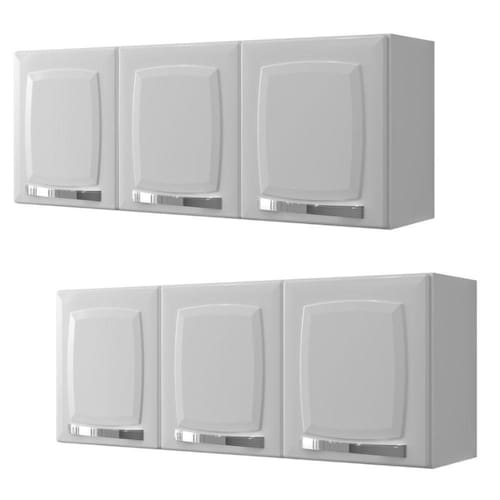 Conjunto 2 Armários de Cozinha Aéreos Itatiaia Aço 3 Portas Rose Branco Neve Menor preço em Conjunto 2 Armários de Cozinha Aéreos Itatiaia Aço 3 Portas Rose Branco Neve