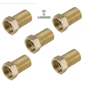 KIT 5 PC NIPLE LATAO PROLONGADOR 1/2X1/2 CONEXAO LONGO 4,8cm
