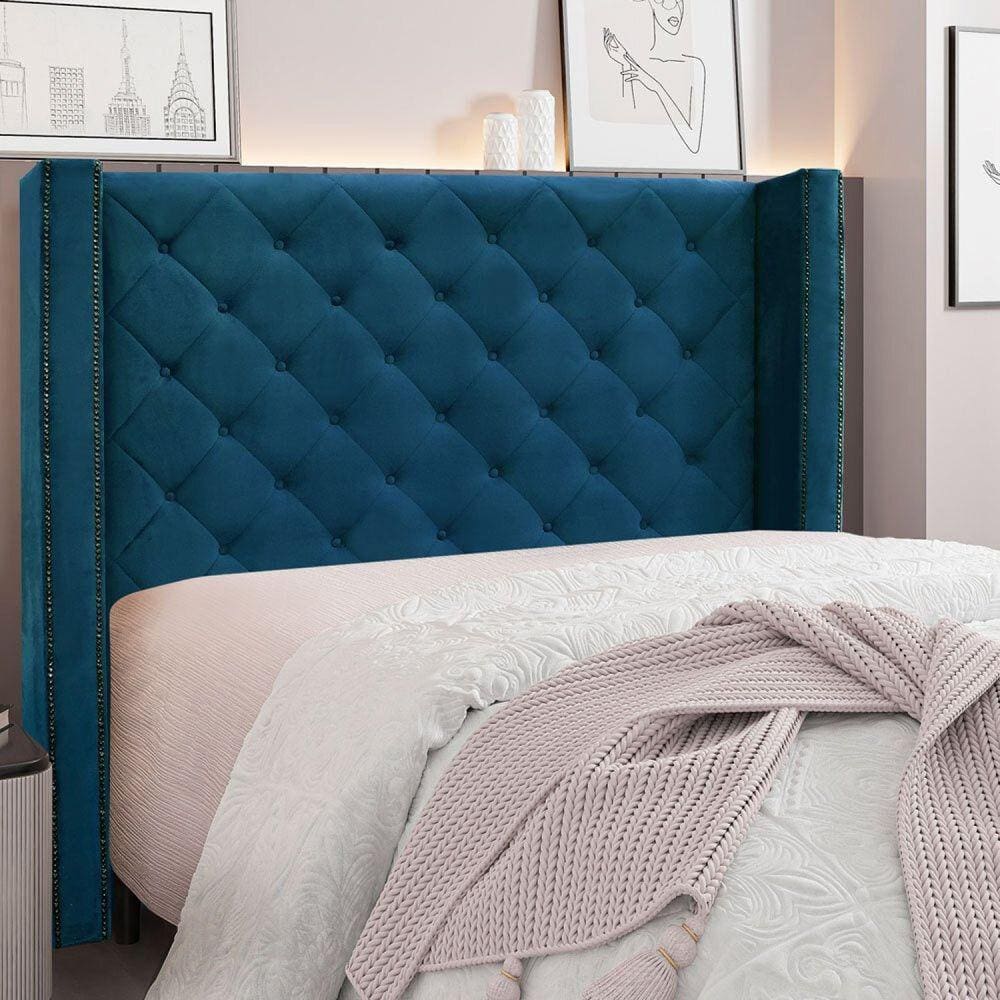 Cabeceira Queen 160cm Veludo Vicenza Spezzia Azul Marinho