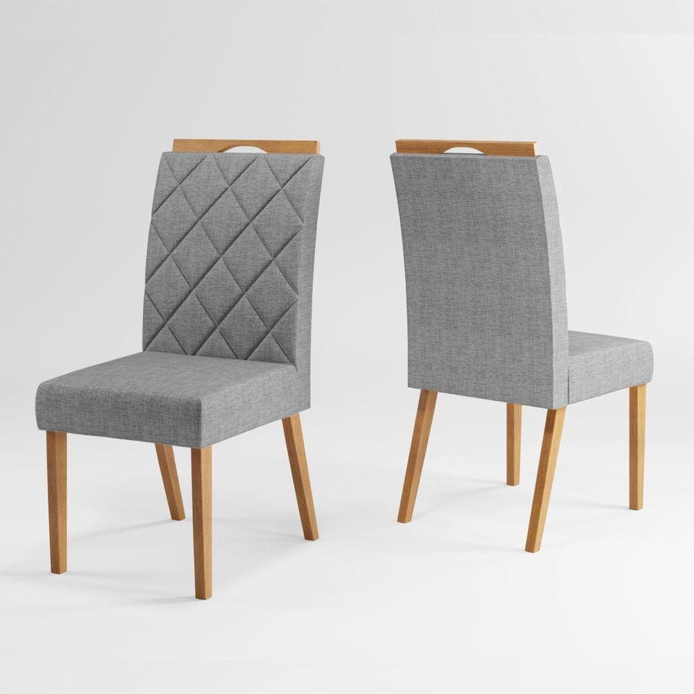 Kit 2 Cadeiras Wood Viena Mel/Cinza