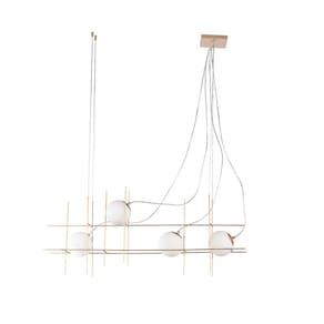 Pendente Dix 120x15xcm 4X25W G9 RE019G Bella Iluminação Dourado