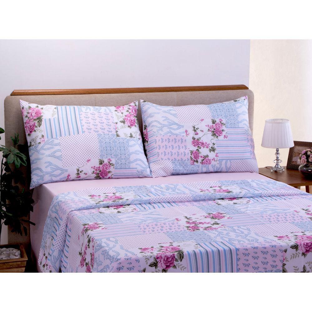 Jogo De Lençol 04 Peças Garden Queen Rosa