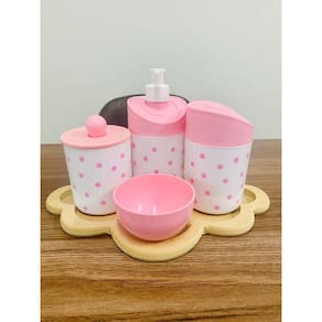 Kit Higiene Baby Poa Rosa c/BANDEJA NUVEM CRUA