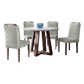 Conjunto Sala de Jantar 4 Lugares Natalle Mesa Redonda 1,2m e 4 Cadeiras Móveis Mix