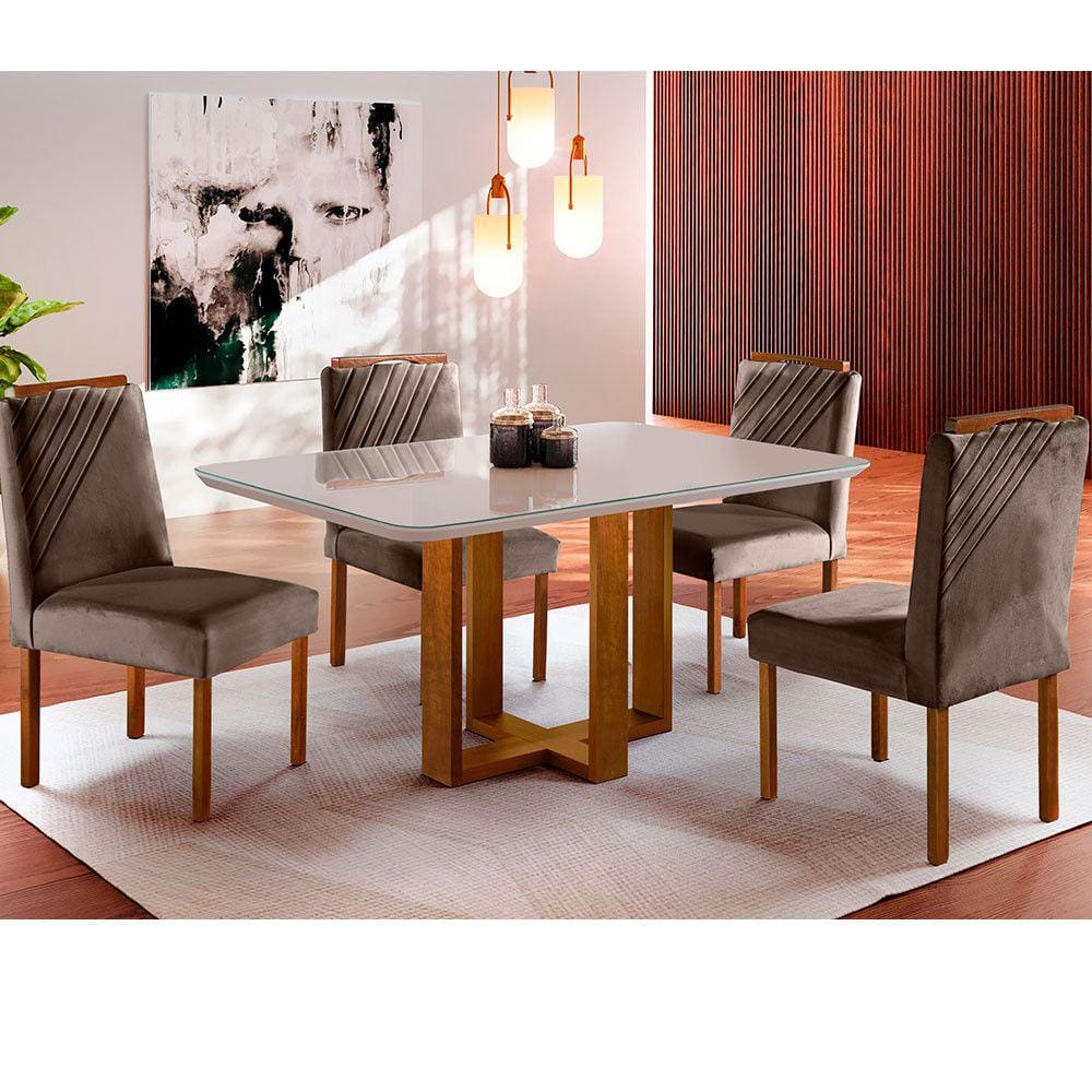 Conjunto Mesa Extensível Oval 4 Cadeiras Madeira Maciça Encosto