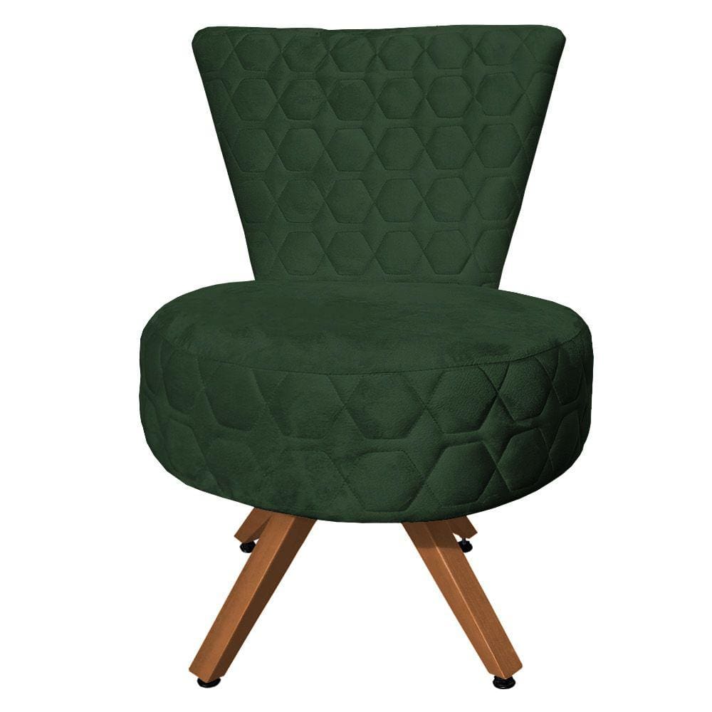 Poltrona Cadeira Decorativa Matelassê Elegância Veludo Base Giratória Castanho - Pallazio