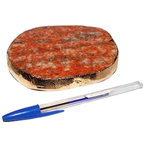 Bandeja Calcita Laranja Borda Dourada Petisqueira Frios 13cm