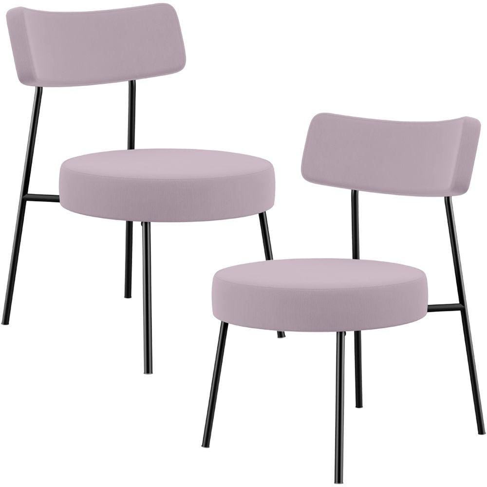 Kit 02 Poltronas Decorativas Para Sala De Estar Base Fixa Londres L02 Suede Rosê - Lyam