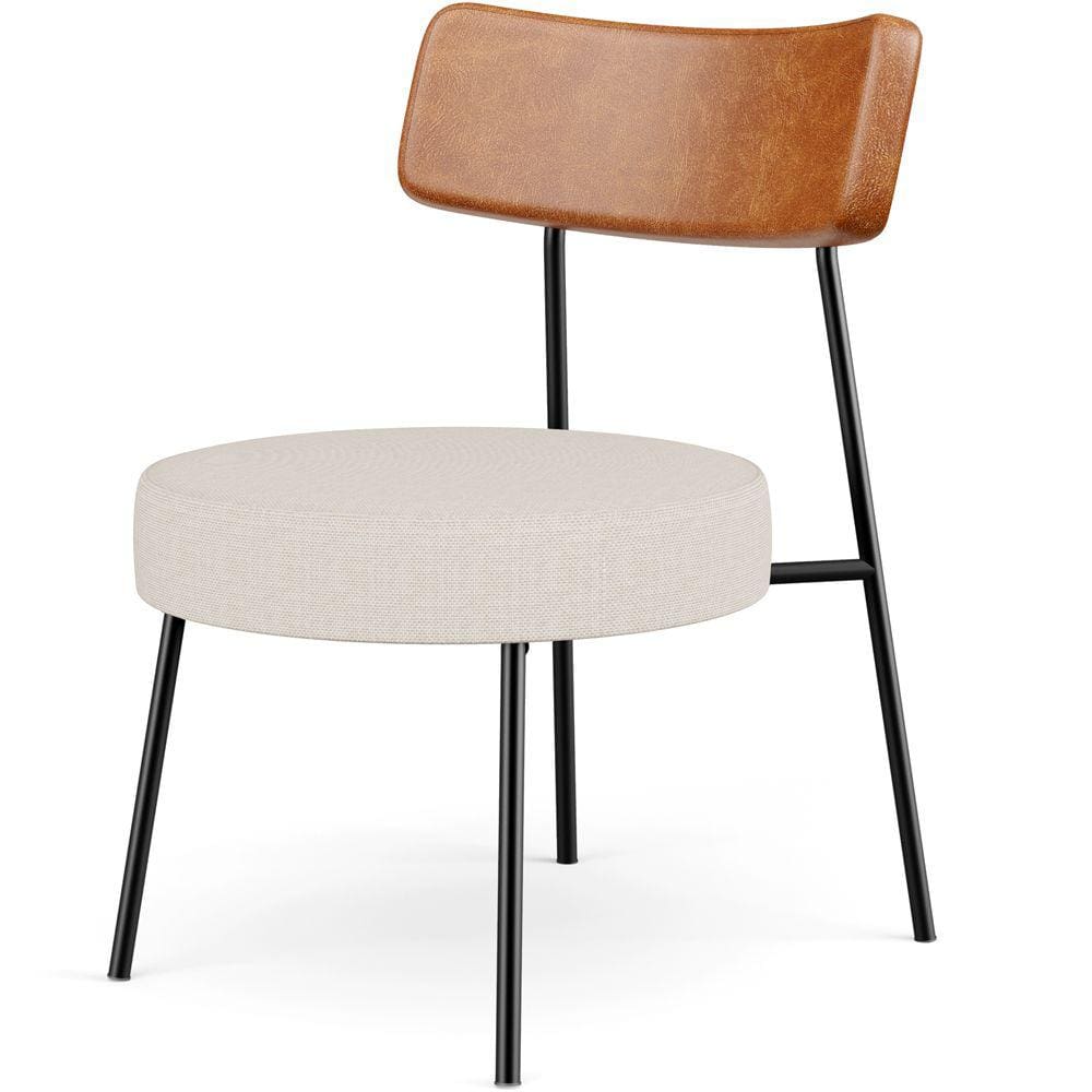 Poltrona Decorativa Para Sala De Estar Base Fixa Londres L02 Couríssimo Camel Linho Cru - Lyam