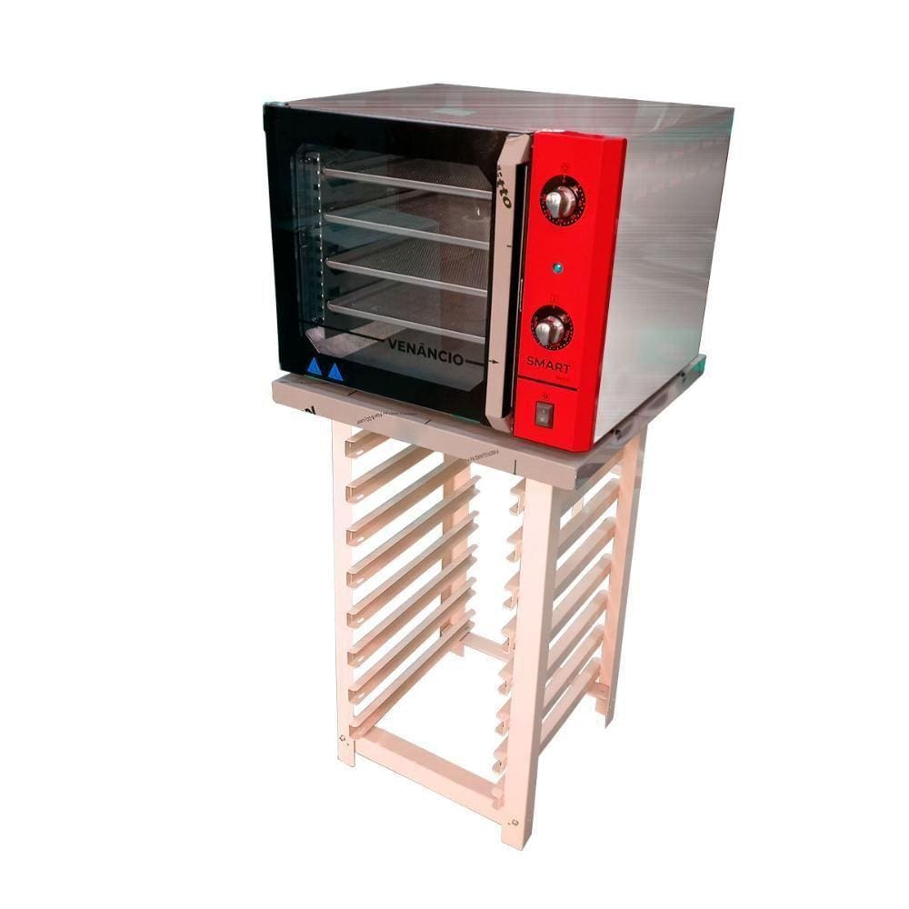 Forno Turbo Convec. Inox E Vermelho Fcsb4e 220v + Bancada Mes-004 - Venâncio 220v