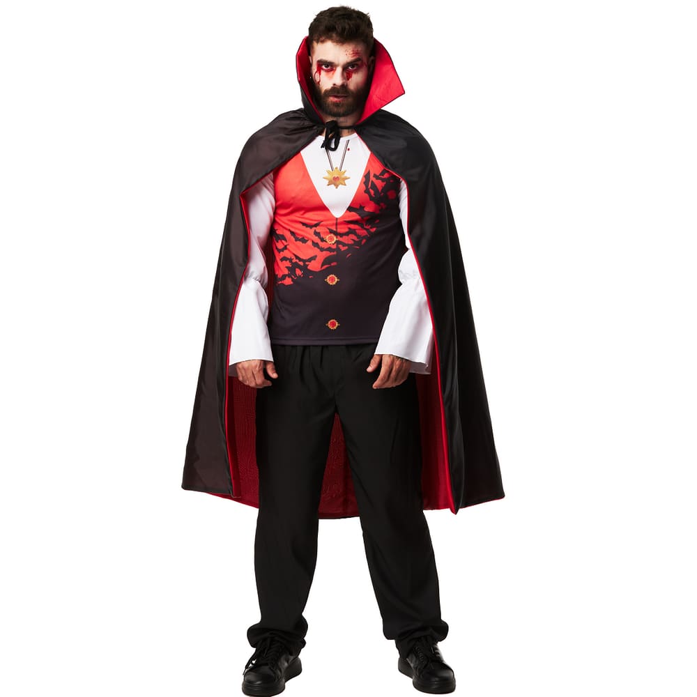 Fantasia Halloween Masculina Conde Drácula Capa de Vampiro Dupla Face  Adulto Completo com Sangue e Presa - Fantasias do Ó - Fantasia - Magazine  Luiza