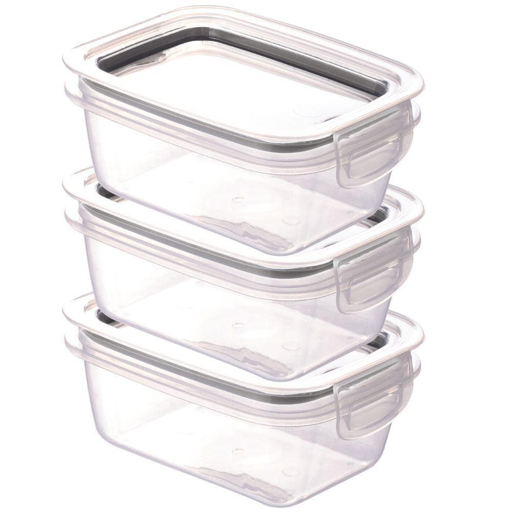 Pote hermético Trava Mais 910ml preto com 3 unidades Plasutil ref.13922