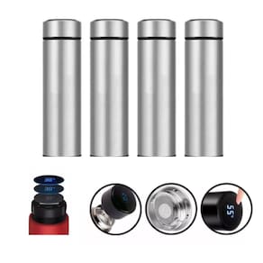 Kit 4 Garrafas Térmicas Aço Inox Termômetro Led Digital