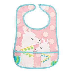 Babador Bebê Com Bolso Coletor 6-36 Meses Lhama Rosa Clingo