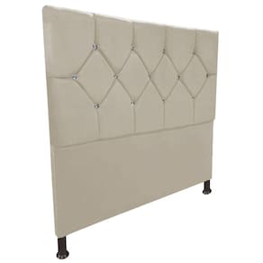 Cabeceira de Cama Box Viúva 130cm Estofada Maju Bege