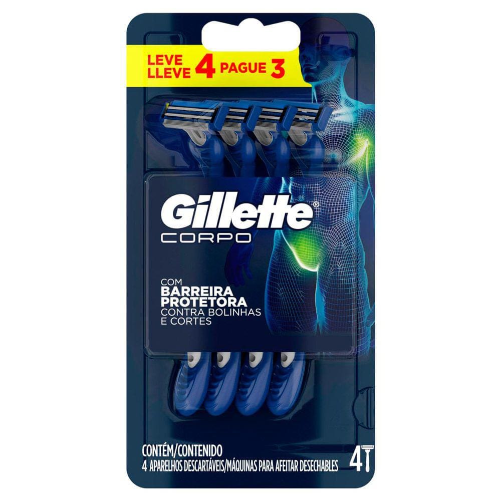 Gillette Corpo Aparelhos Descartáveis para Depilação Corporal 4 Unidades