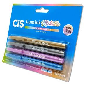 Marca Texto Lumini Metallic CiS - 6 Cores Com Brilho