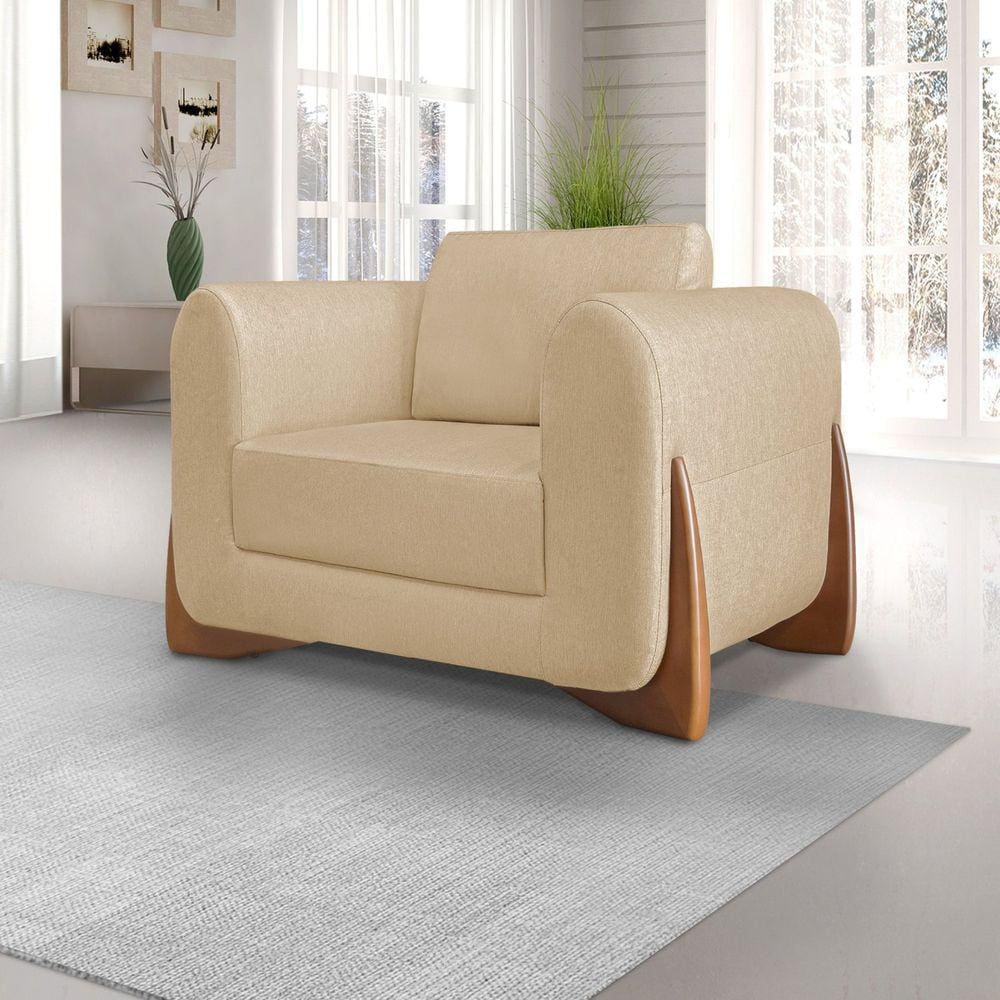 Poltrona Djon Linho Spezzia Decor Dourado