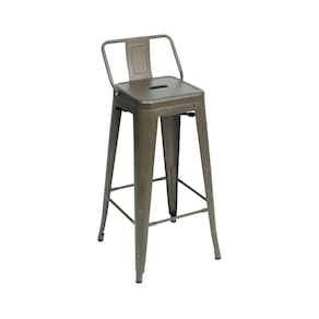 Banqueta Alta com Encosto Industrial em Aço Berlim Fratini Bronze