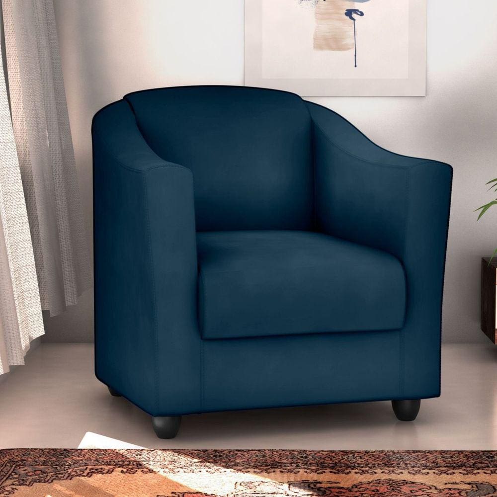 Poltrona Decorativa Bia Matrix Veludo/Azul