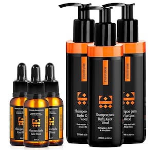 Kit 03 Óleo Barba Goot Wood + 03 Shampoo Barba Goot Wood Embaixador 200Ml