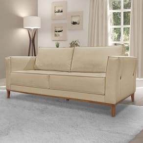 Sofá 3 Lugares 230cm Linho Brest Spezzia Decor Dourado