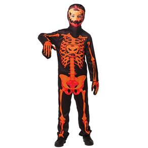 Fantasia Infantil Esqueleto Abóbora Caveira Laranja Hallowen
