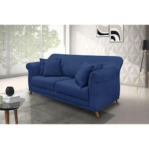 Sofá 2 Lugares 180cm Suede Arras Spezzia Decor Azul Marinho