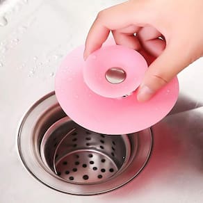 Tampa de Ralo Pia Tanque com Válvula Universal de Borracha Filtro Anti Cabelos Sujeira 10cm Rosa - Starfer