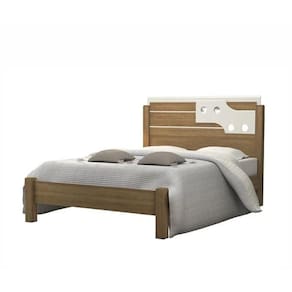 Cama De Casal Luiza 1.40 Freijó/Off White – Vitamov