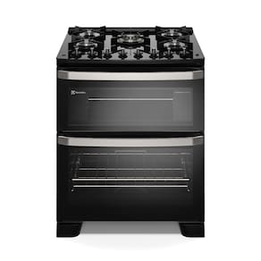 Fogão 5 bocas Electrolux Preto Experience com Duplo Forno, Mesa de Vidro e PerfectCook360 (FE5DP)