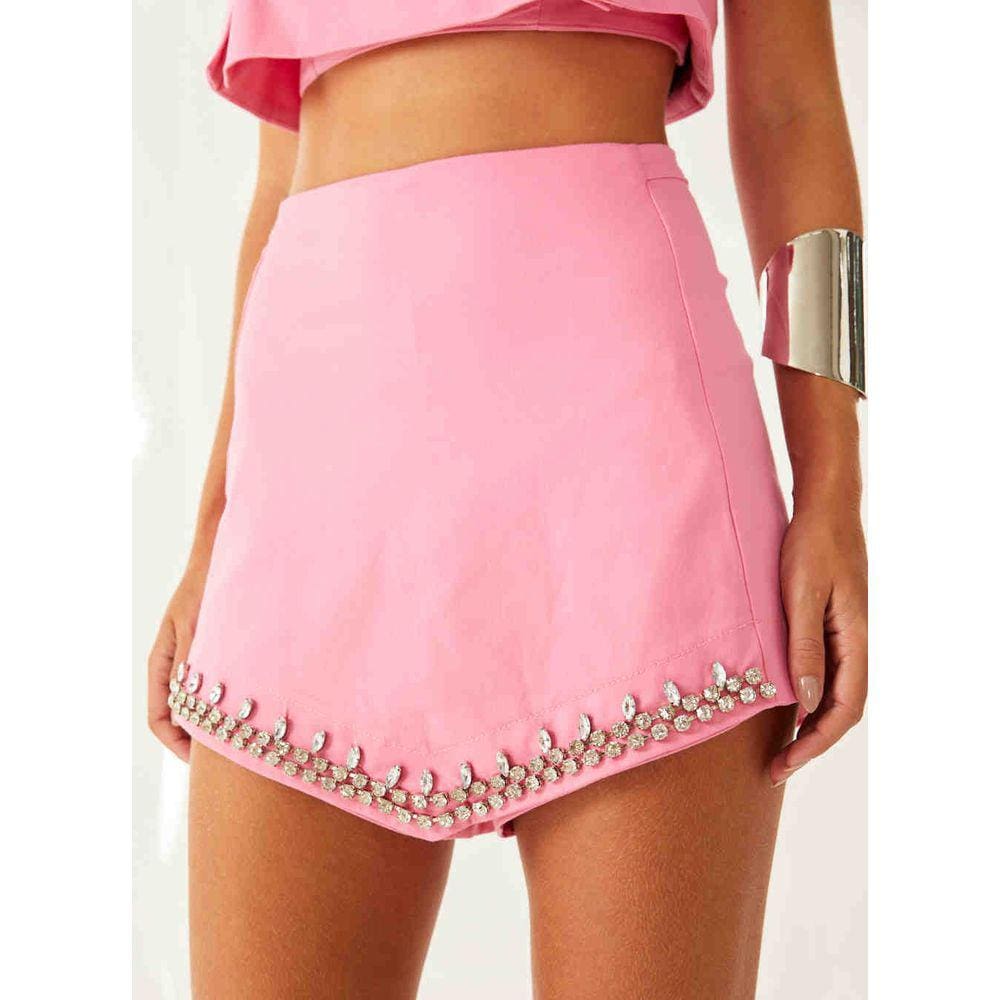 Short Saia Com Bordado Manual Open Feminino