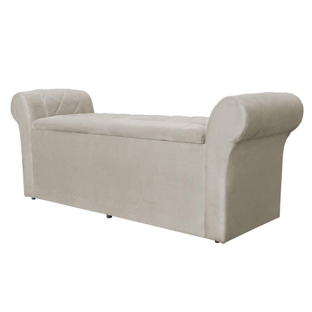 Calçadeira Báu Cancun 160cm Suede Bege - Vallisa Decor
