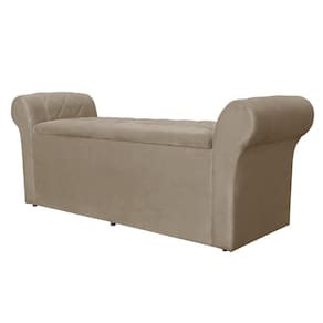 Calçadeira Báu Cancun 160cm Suede Cappuccino - Vallisa Decor