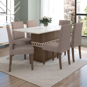 Conjunto Sala de Jantar Retangular Mesa Agata 160cm e 06 Cadeiras Josi Poliman Móveis