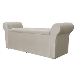 Calçadeira Báu Cancun 195cm Suede Bege - Vallisa Decor