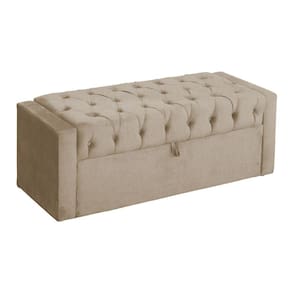 Calçadeira Báu Emma 140cm Suede Cappuccino - Vallisa Decor