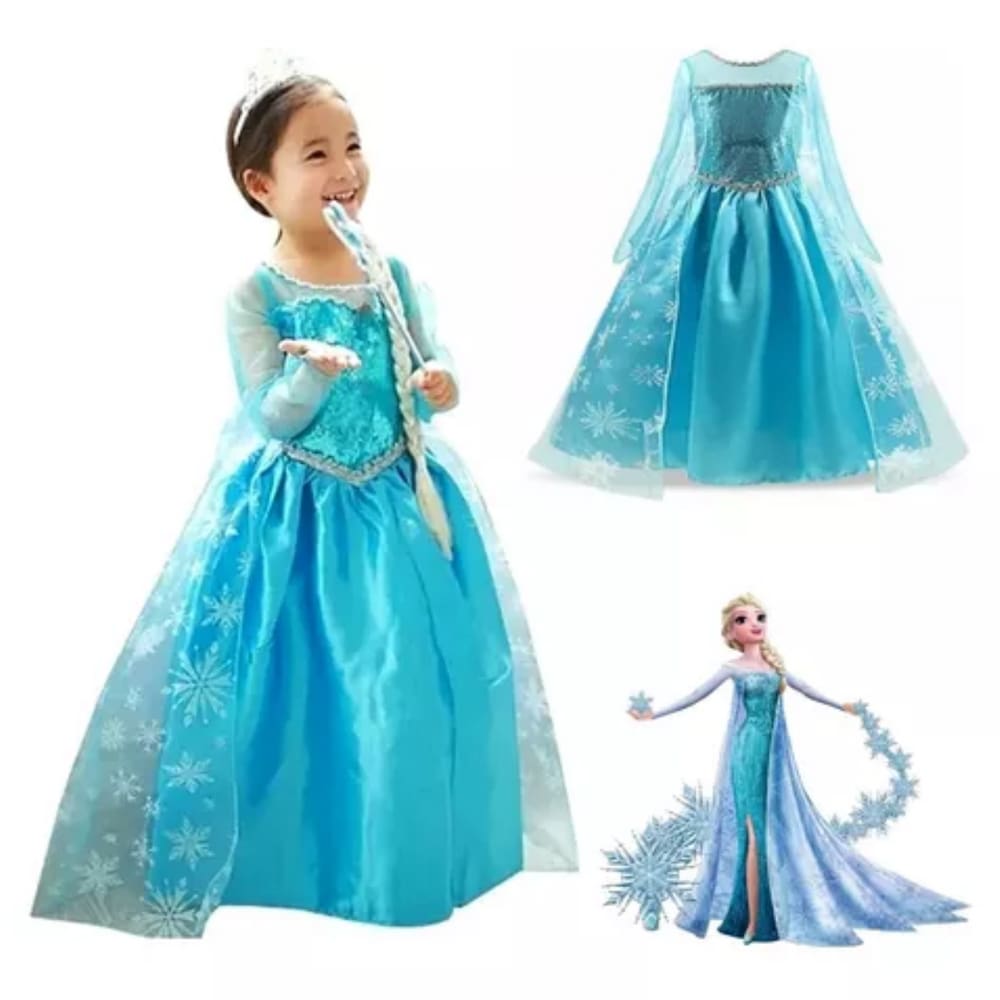 FANTASIA FROZEN ELSA DESCARTAVEL 3 a 6 ANOS - FANTASIA FROZEN ELSA