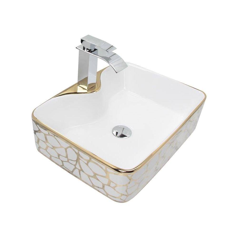 Kit Cuba Pia Louça Cerâmica Banheiro C/Torn e Vál Cromada 90