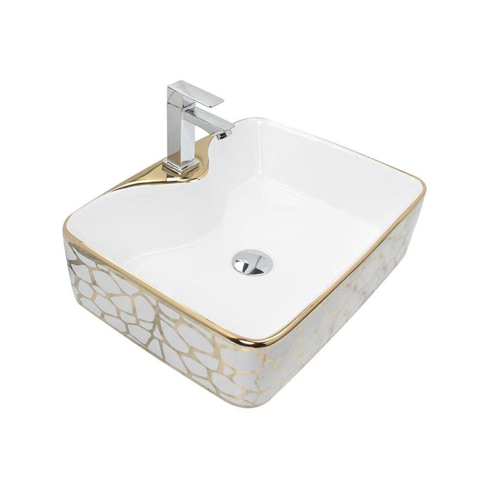 Kit Cuba Pia Louça Cerâmica Banheiro C/Torn e Vál Cromada 88