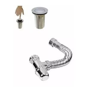 Kit Sifão Sanfonado Copo Pvc + Válvula Click