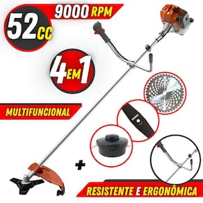 Aparador de Grama Á Gasolina Tekna RL520ACN TK 52cc 2HP 9000RPM Alta Performance + Lâmina Extra de 2 Pontas e Disco Extra de 40 Dentes de Vídea