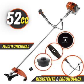 Roçadeira Tekna 52cc RL520AC-TK Com KIT Completo de Multifunções de Corte Faca 3 Pontas, Faca 2 Pontas, Disco de Corte 80 Dentes e Carretel Fio Nylon