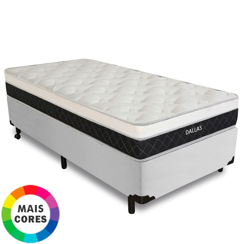 Cama Box Solteiro + Colchão Molas Ensacadas Dallas D33 88x188x58cm