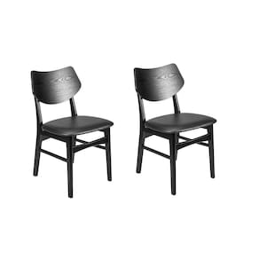 Conjunto 2 Cadeiras Madeira Maciça e PVC Edna Preto