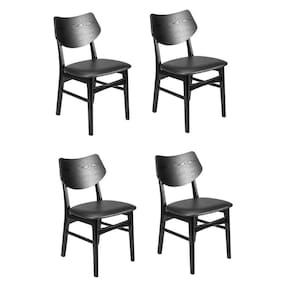 Conjunto 4 Cadeiras Madeira Maciça e PVC Edna Preto
