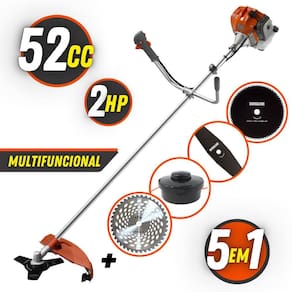 Roçadeira Tekna RL520AC 52cc KIT Completo com 5 Funções de Corte Carretel, Faca 3 Pontas, Faca 2 Pontas, Faca 40 Dentes e Faca 80 Dentes
