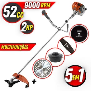 Roçadeira Tekna 52cc RL520AC-TK Multifunções de Lâminas de Corte Com Faca 3 Pontas, Faca 2 Pontas, Faca 40 Dentes, Faca 80 Dentes e Carretel Fio Nylon