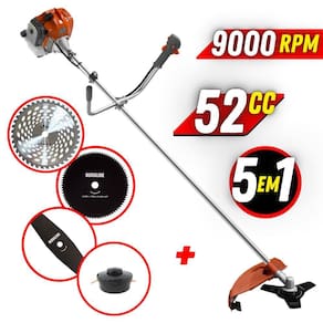 Roçadeira Profissional Á Gasolina Tekna RL520ACN TK 52cc Com Faca 3 Pontas, Faca 2 Pontas, Faca Circular 40 Dentes, Faca Circular 80 Dentes e Carretel
