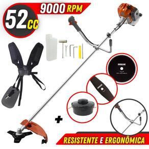 Aparador de Grama Á Gasolina Tekna RL520ACN TK 52cc 2HP 9000RPM Alta Rotação e Ergonômica + Extra Lâmina de 2 Pontas e Disco de 80 Dentes